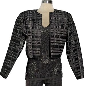 Luxury Ribbon Black Designer Short Jacket